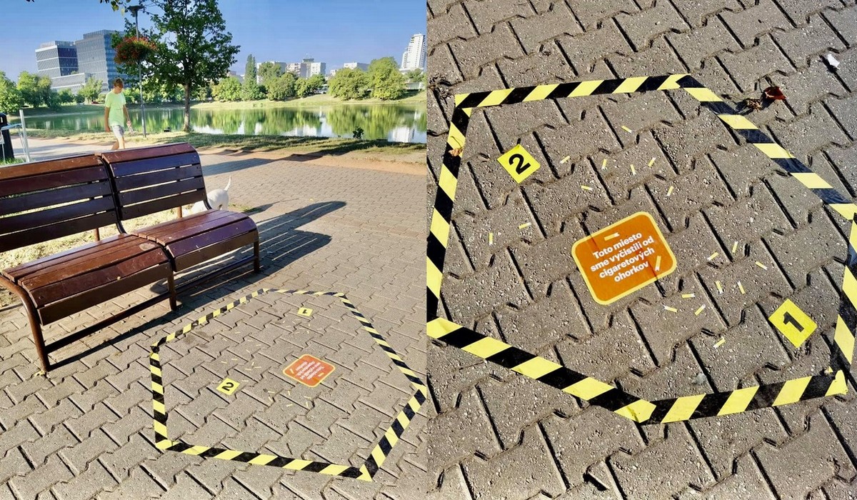 Słowacja: Bratysława w oryginalny sposób walczy z niedopałkami papierosów, tworzy "miejsca zbrodni"