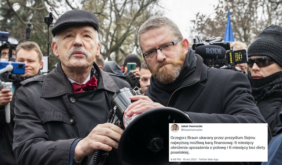 Grzegorz Braun ukarany za groźby pod adresem ministra Niedzielskiego