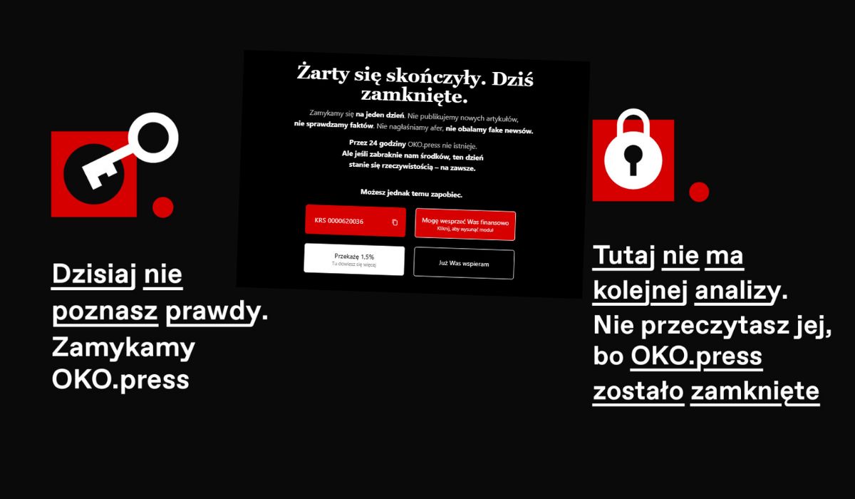 Serwis OKO.press zamknął się na dobę, żeby zmobilizować czytelników do wpłat