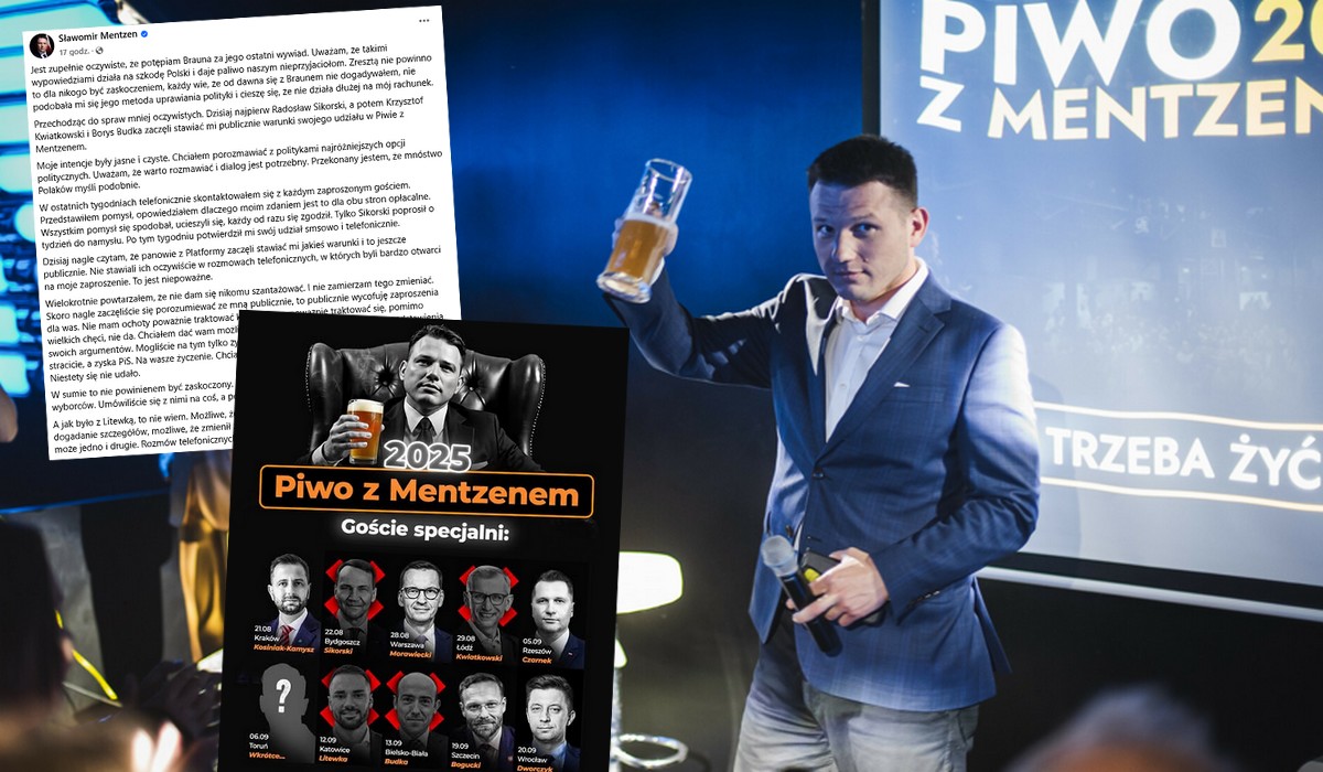 Afera braunowo-piwkowa: Mentzen odwołał zaproszenie polityków KO na piwko po ich ultimatum na temat słów Brauna