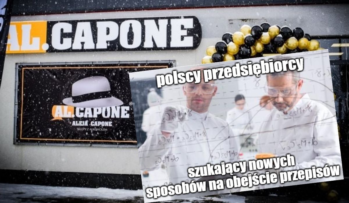 Sklepy z alkoholem Al.Capone zgodnie z patronem usiłują obejść prawo i udają wypożyczalnię sprzętu sportowego