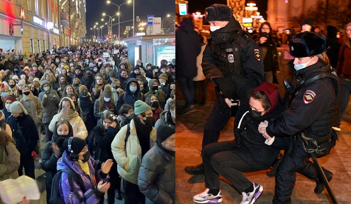 Rosja: protesty przeciwko inwazji, doszło do wielu zatrzymań