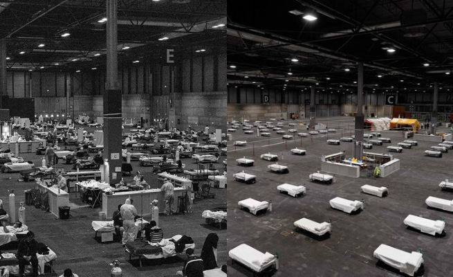 Hiszpania: szpital w centrum targowym już wypełniony ludźmi