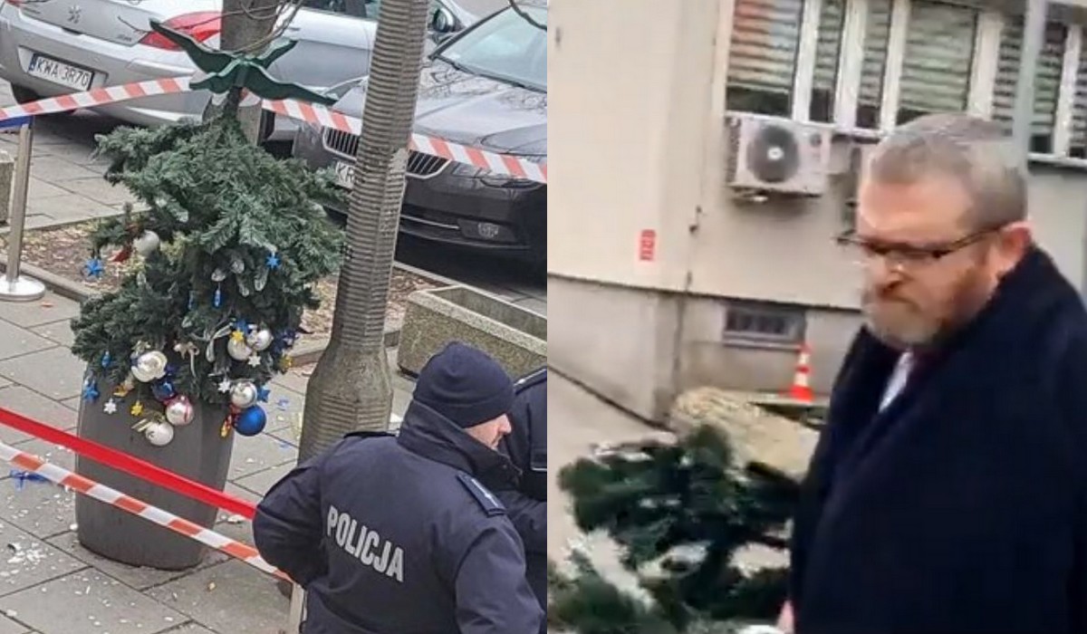 Poseł Braun z kolejną interwencją: wszedł do sądu i rozwalił choinkę