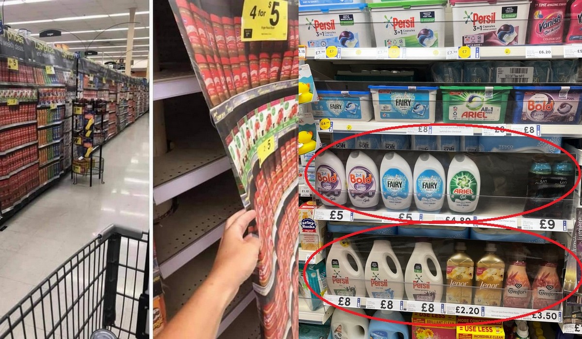 Fototapety zakrywają puste półki w USA i UK, bo w sklepach brakuje produktów