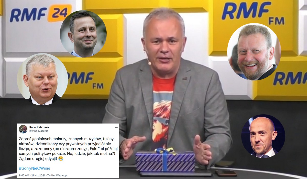 Zwalczający się politycy wpadli na tę samą imprezę: urodziny dziennikarza, Roberta Mazurka. RMF FM olewa temat