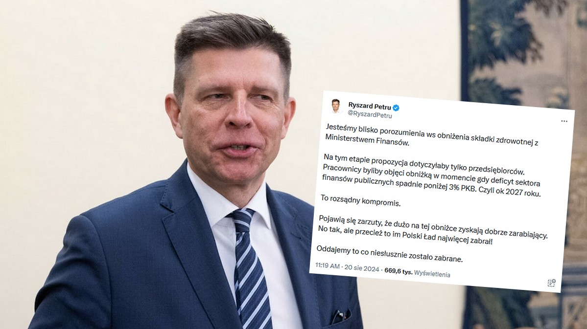 Petru przyznaje, że na zmianie składki zdrowotnej zyskają najbogatsi, ale i tak ją popiera