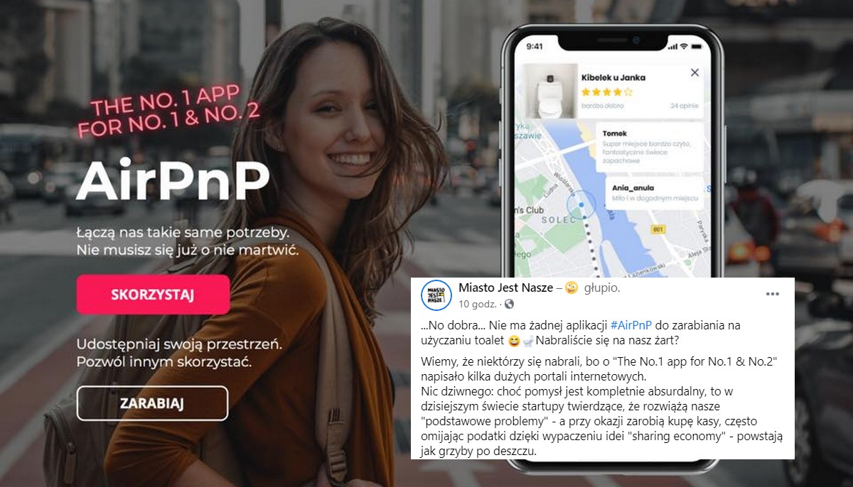 Aktywiści udawali, że istnieje platforma AirPnP, żeby zwrócić uwagę na brak miejskich toalet