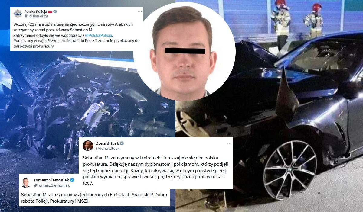 Sebastian M., sprawca z A1 zatrzymany w Emiratach, Tusk zapowiada, że trafi do Polski