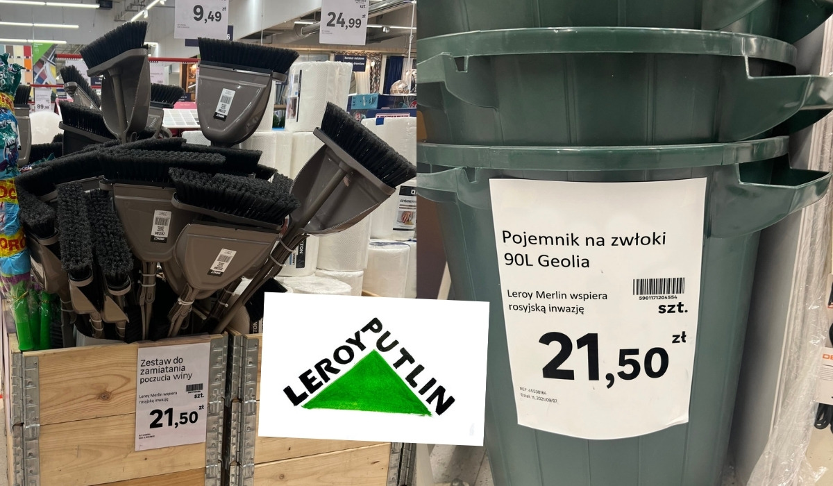 Artysta podmienia etykiety w Leroy Merlin na antywojenne i zachęca innych do tego samego