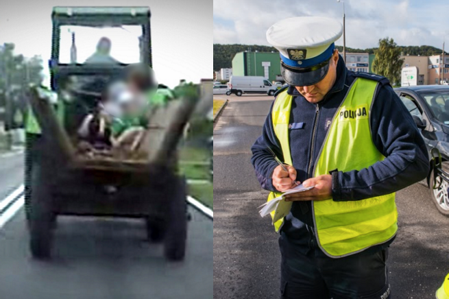 Policja chwali się zatrzymaniem rolnika, bo wiózł wozem rodzinę, zbrodniarz jeden