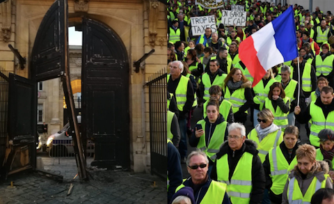 W Paryżu rzecznik rządu musiał uciekać przed "żółtymi kamizelkami"