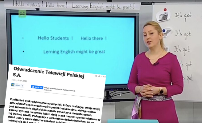 TVP o fatalnych lekcjach, poucza media prywatne: nauczycieli trzeba wspierać, a nie wyśmiewać