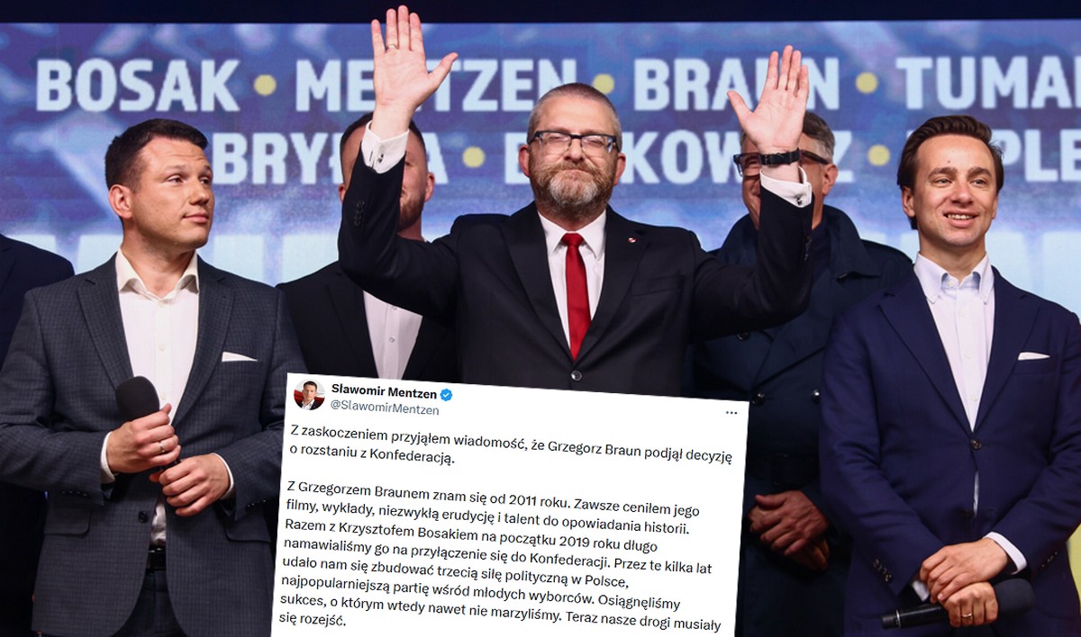 Sławomir Mentzen obraził się na Brauna za jego start w wyborach i ogłosił, że pora się pożegnać