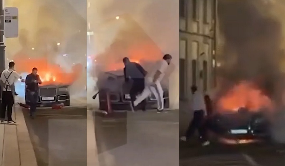 Media podejrzewają, że limuzyna Putina z jakiegoś powodu zapaliła się w centrum Moskwy