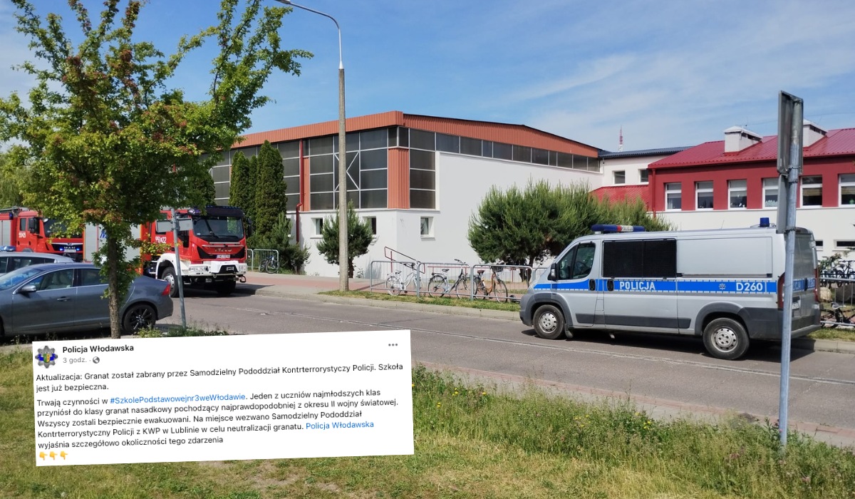 Włodawa: trzeba było ewakuować szkołę, bo siedmiolatek przyniósł granat, który dostał od taty