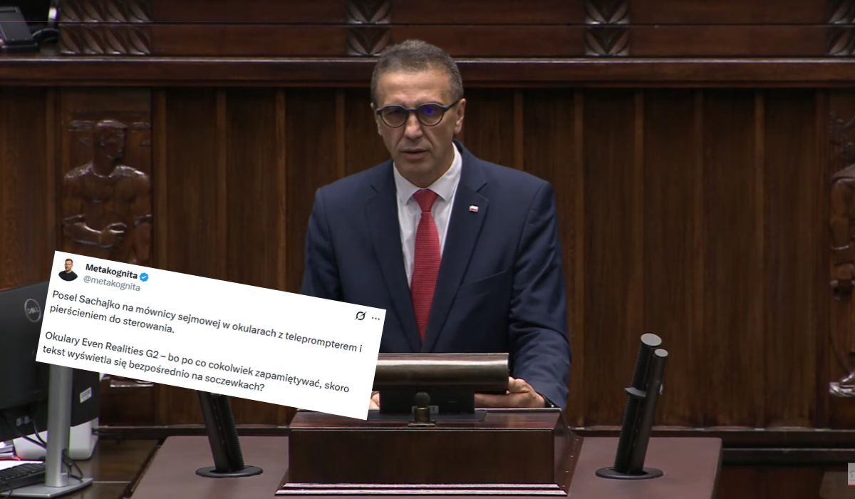 Poseł Sachajko przyznał, że ma okulary z wbudowanym prompterem, którym steruje pierścieniem
