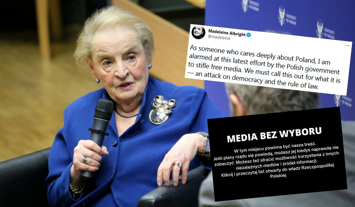 Była sekretarz stanu USA Madeleine Albright wsparła protest polskich mediów