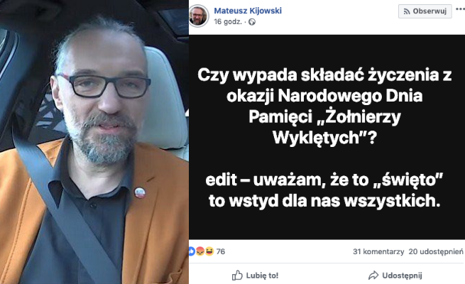 Kijowski: Dzień Pamięci Żołnierzy Wyklętych to "wstyd" dla nas wszystkich