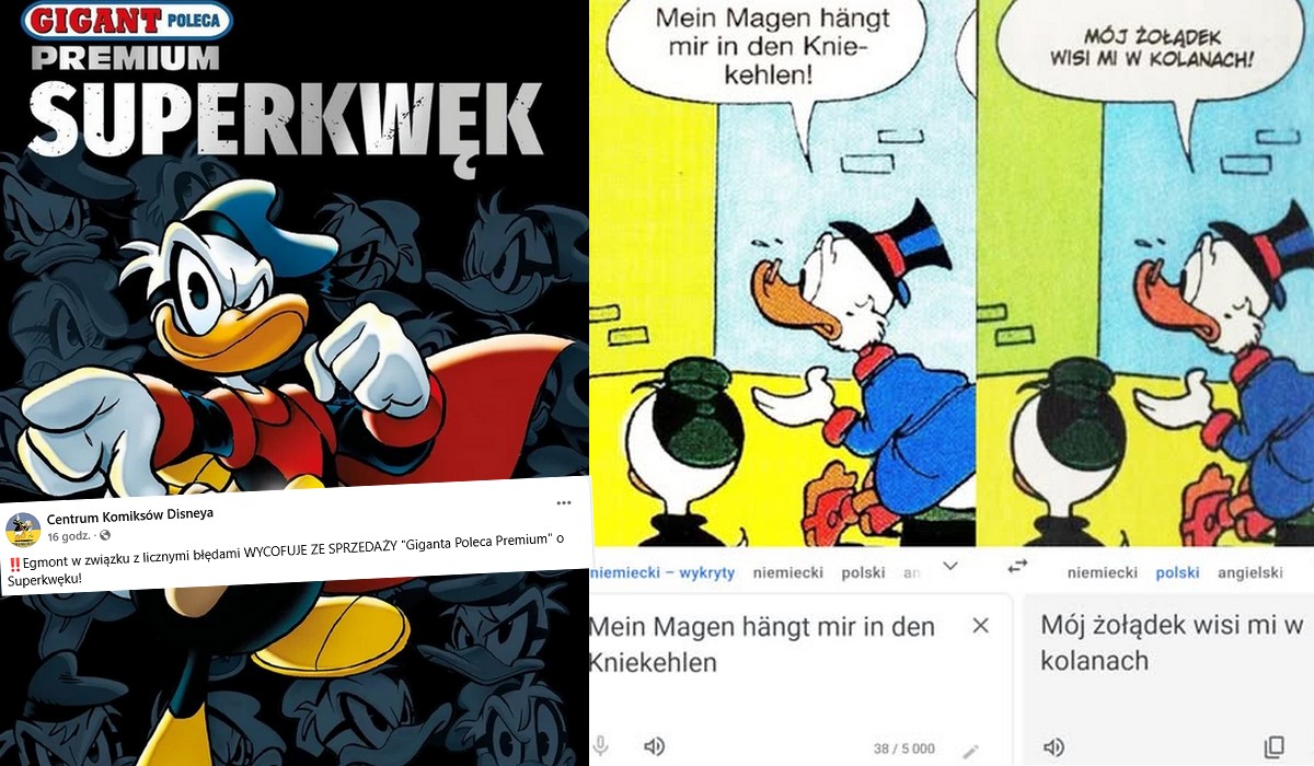 Egmont wycofuje komiks z Kaczorem Donaldem, bo tłumaczenie wygląda na wyciągnięte z translatora