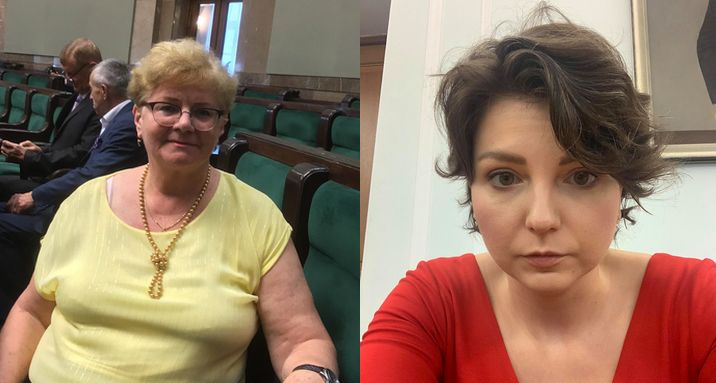 Posłanka PiS ostentacyjnie przy posłance KO: "założę maseczkę, bo ze Śląska"