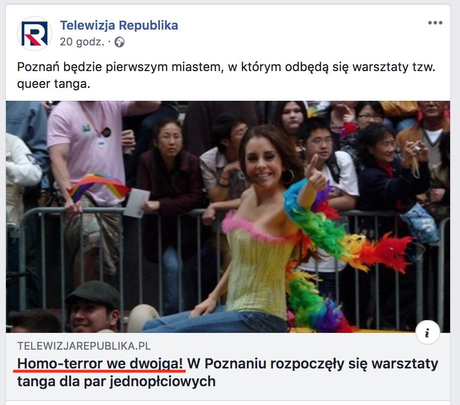 Redakcja Telewizji Republika przerażona homo-terrorem, bo w Poznaniu są warsztaty tanga dla par jednopłciowych