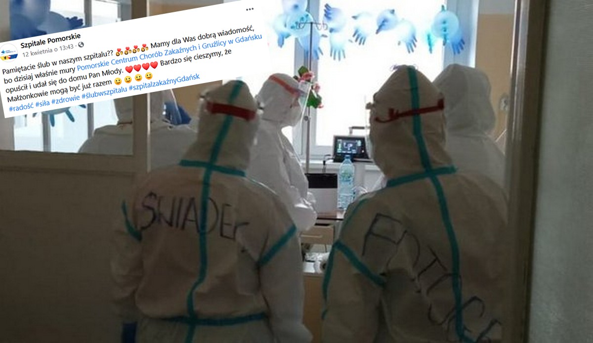 Wzruś dnia: bohater dramatycznego zdjęcia ze ślubu w szpitalu wyzdrowiał i już jest z żoną w domu