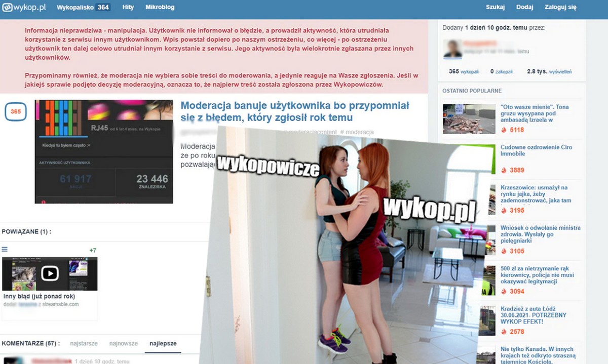 Administracja Wykop.pl na kolejnej wojnie ze swoją społecznością, banowanie i usuwanie, dziury w serwisie