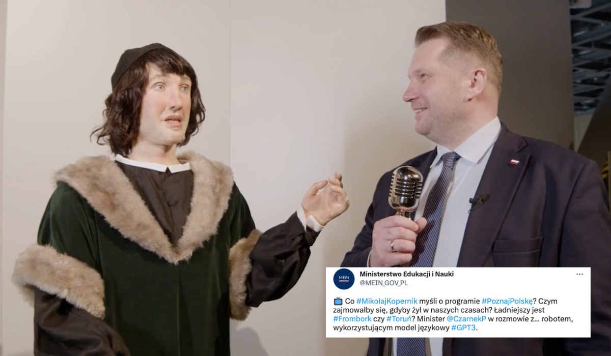 Czarnek odbył inspirującą rozmowę z Mikołajem Kopernikiem, robotem korzystającym ze sztucznej inteligencji