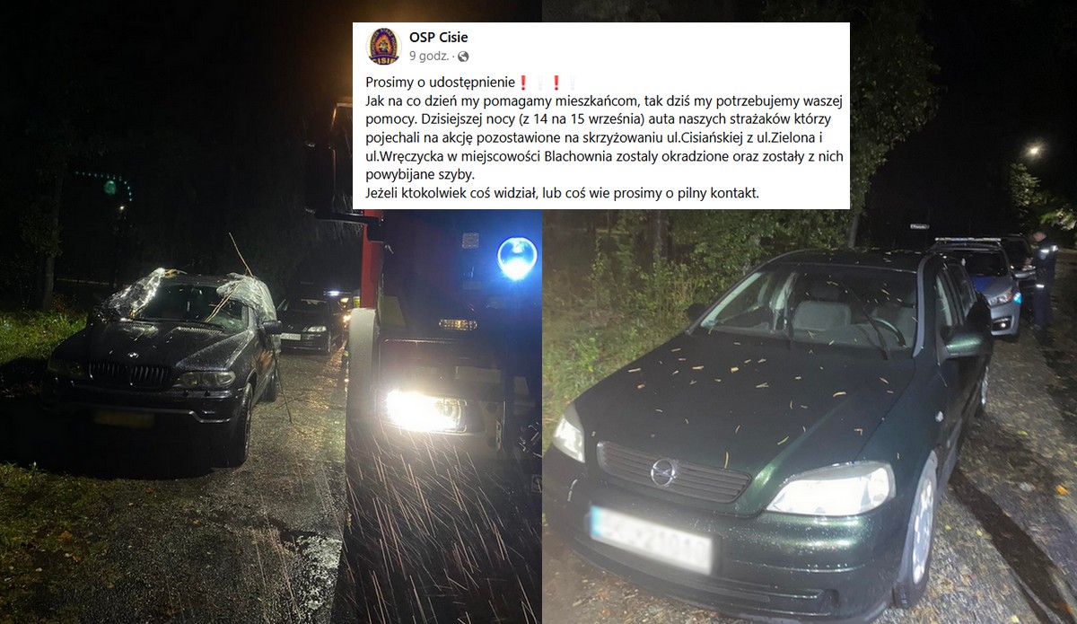 Blachownia: jacyś nienachalnie inteligentni goście okradli auta strażaków, którzy pojechali walczyć z powodzią
