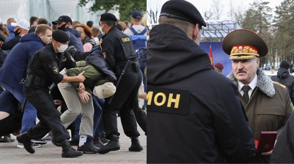 Łukaszenka nagrodził funkcjonariuszy tłumiących protesty, a oni odwdzięczyli mu się beretem