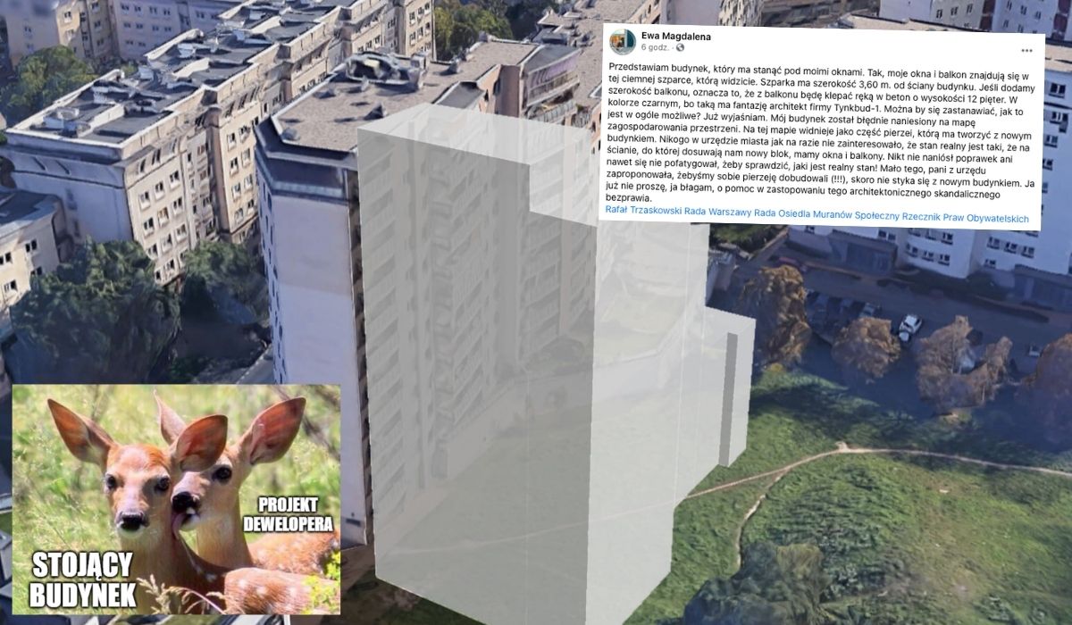 Warszawa: urzędnicy na luzaku pozwalają na kolejną patodeweloperkę. "Przedstawiam budynek, który ma stanąć pod moimi oknami"