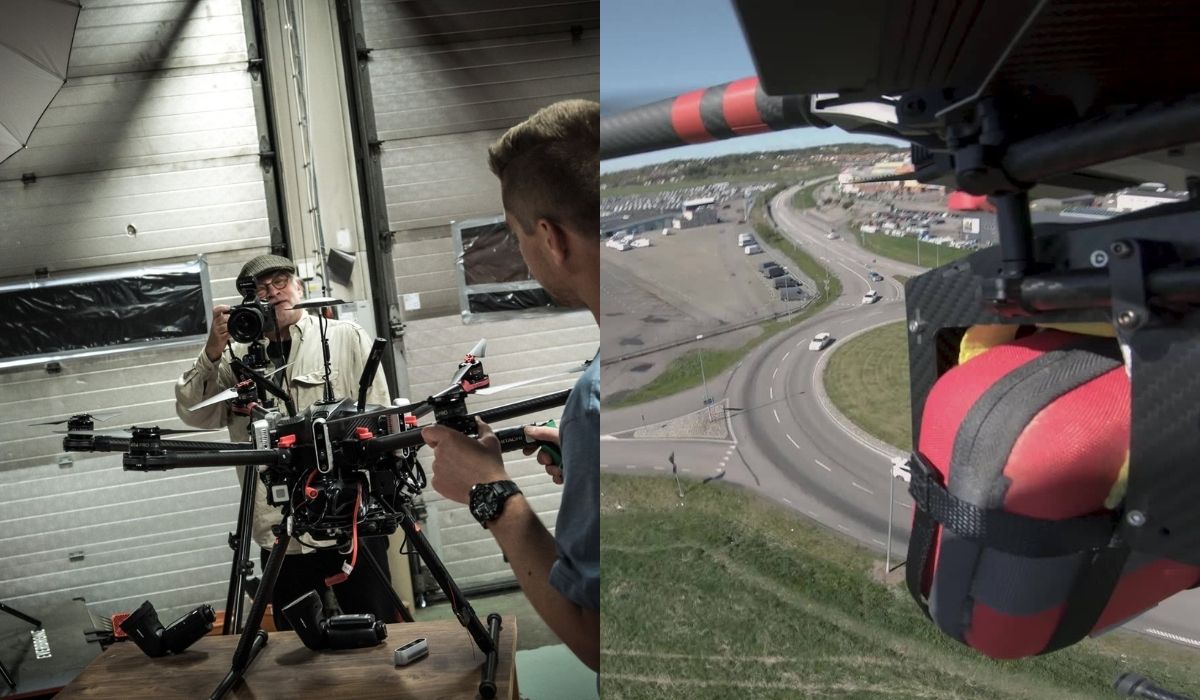 Szwecja: chłop dostał zawału przy odśnieżaniu, został uratowany przez drona z podpiętym defibrylatorem