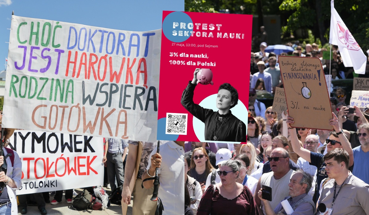 Naukowcy zrobili protest, chcą wyprosić od rządu, żeby troszkę więcej dał na naukę i rozwój