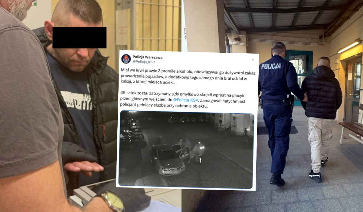 Warszawa: pijany kierowca z zakazem prowadzenia niechcący zajechał pod nos policji