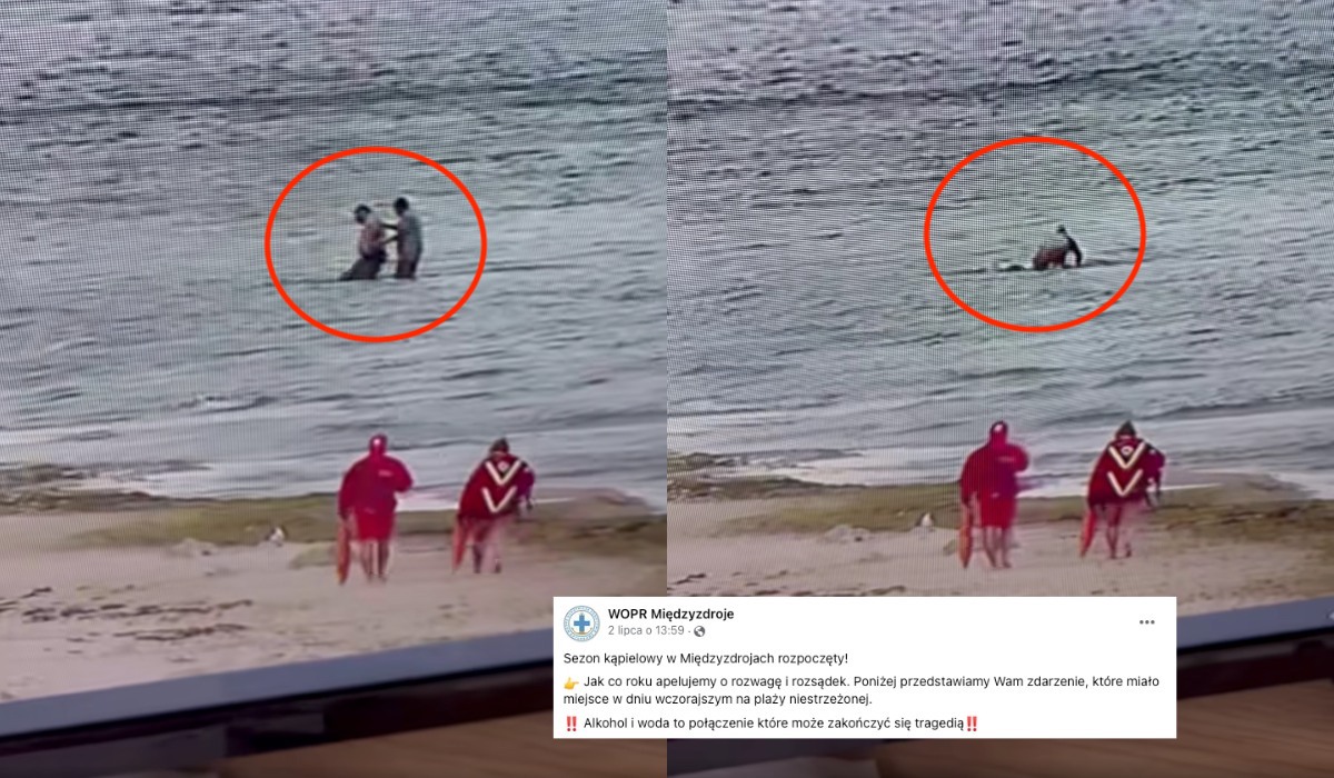 Międzyzdroje: dwóch naprutych panów o mało nie utopiło się w płytkiej wodzie, musieli pomóc ratownicy