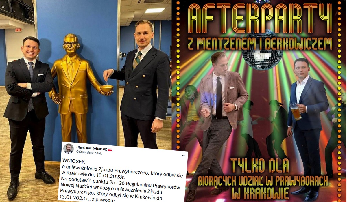 Mentzen i Berkowicz obiecali biorącym udział w prawyborach ich partii afterek, Żółtek alarmuje, że to przekupstwo