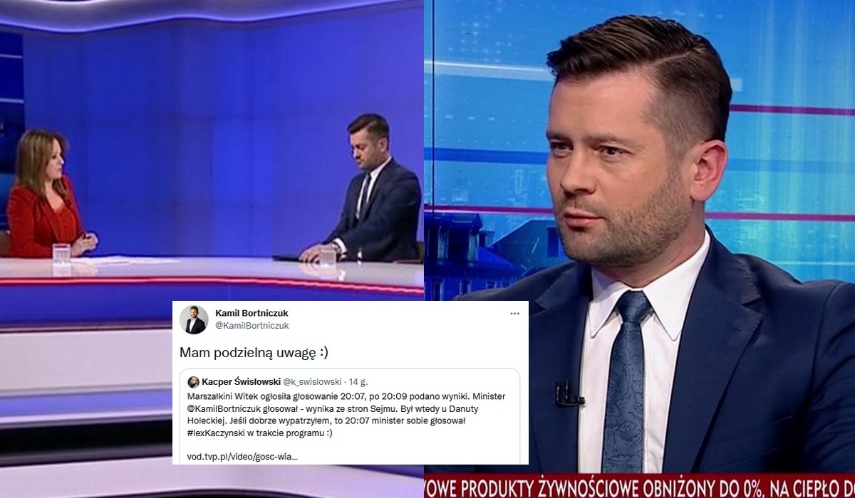 Minister Bortniczuk w TVP przerwał wywiad, zagłosował zdalnie w sprawie ustawy i elegancko kontynuował