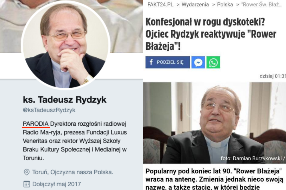 FAKT24 zrobił artykuł na podstawie fejkowego konta ojca Tadeusza Rydzyka