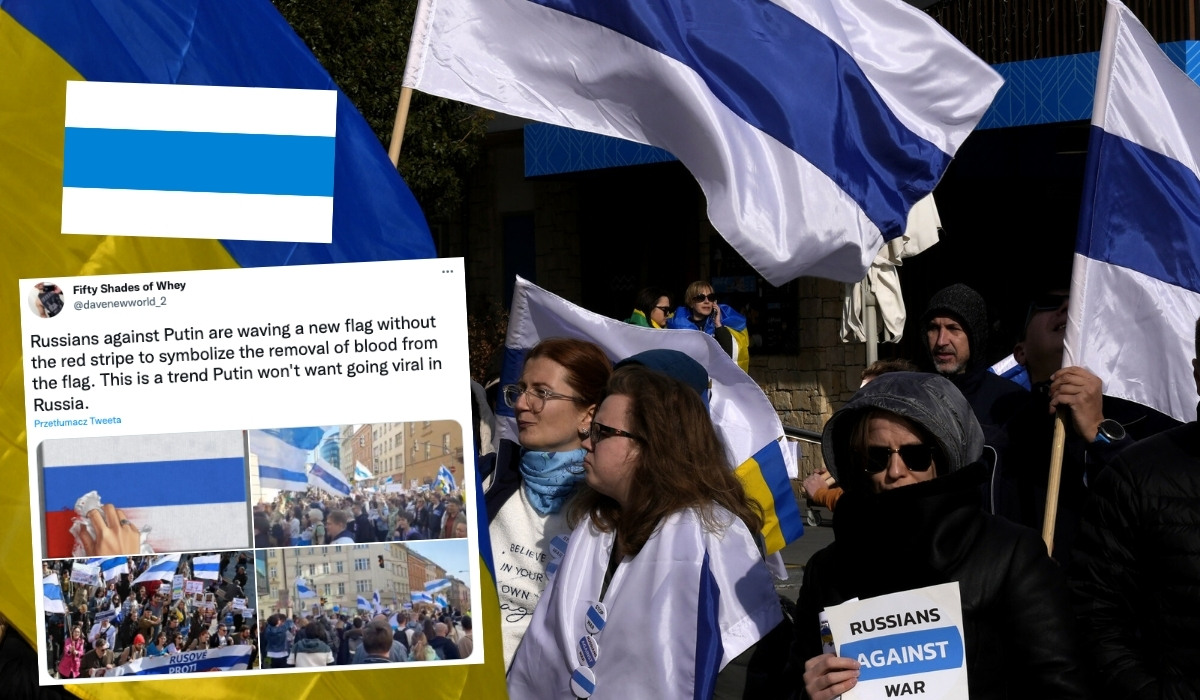 Powstał projekt "antywojennej flagi Rosji" i już jest wykorzystywana w protestach