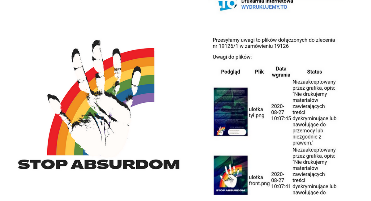 ONR żali się, bo drukarnia odmówiła im druku materiałów anty-LGBT