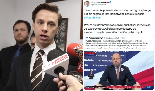 Adam Bielan podziękował Bosakowi za poparcie dla Dudy, Bosak nieco zaskoczony