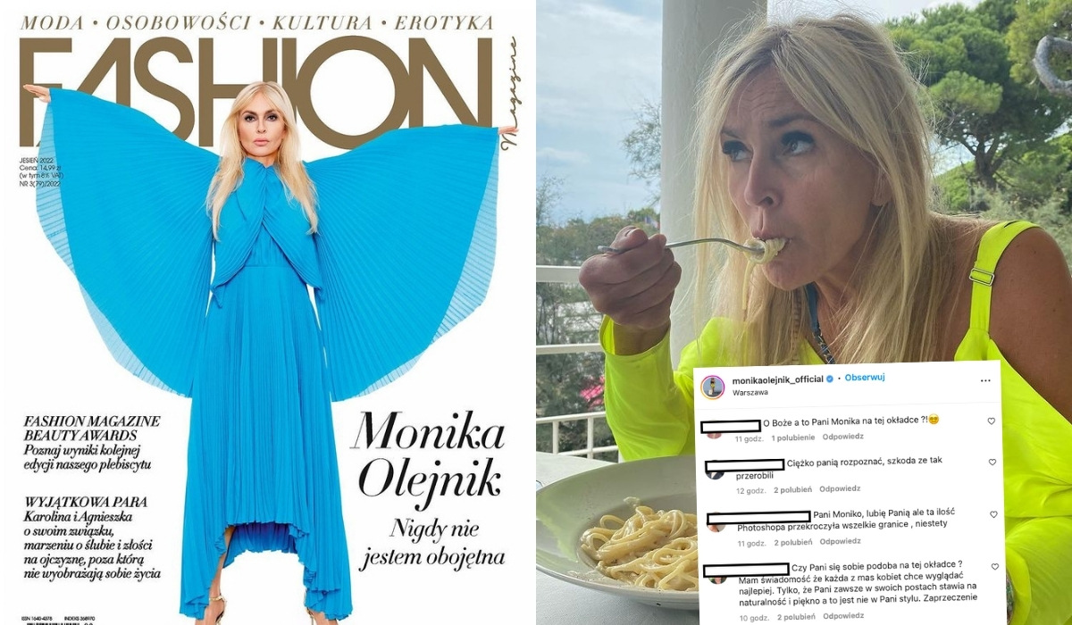 Monika Olejnik na okładce magazynu o modzie wygląda, jakby wpadła do kociołka z fotoszopem