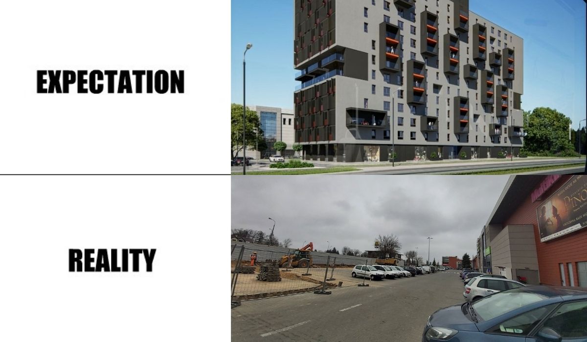 Lublin wspina się na szczyt patodeweloperki: udawany akademik na parkingu galerii handlowej