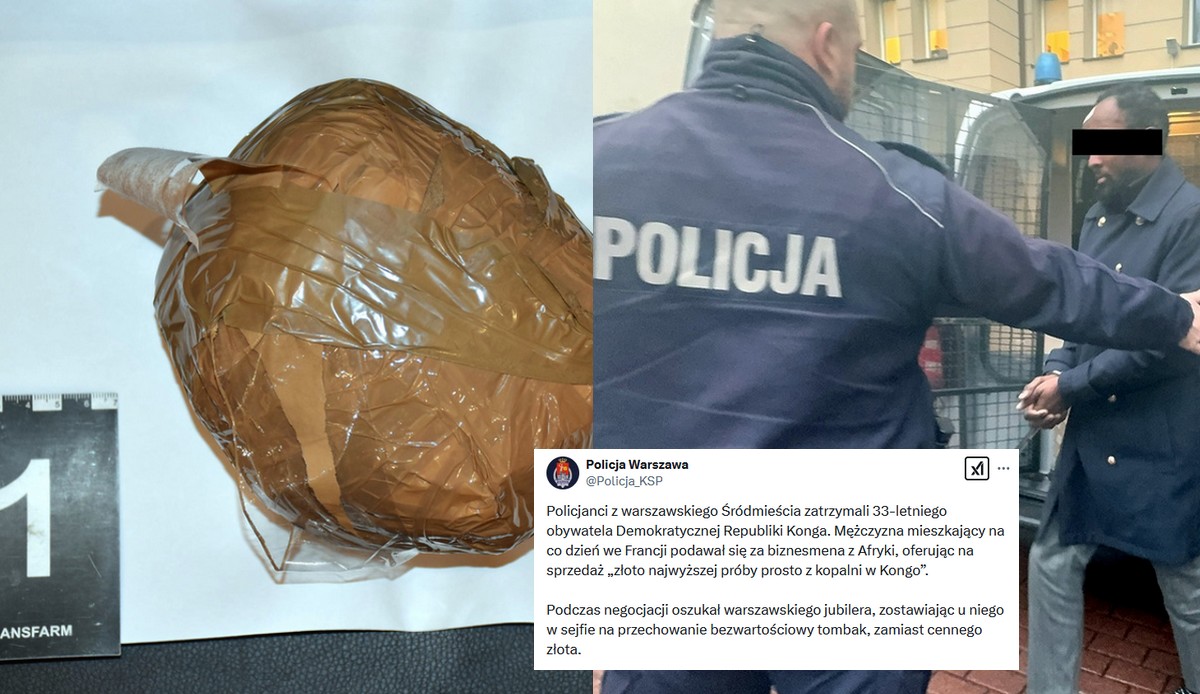 Warszawa: jubiler został oszukany, myślał, że klient z Konga sprzedaje mu 5 kg złota, a to był tombak