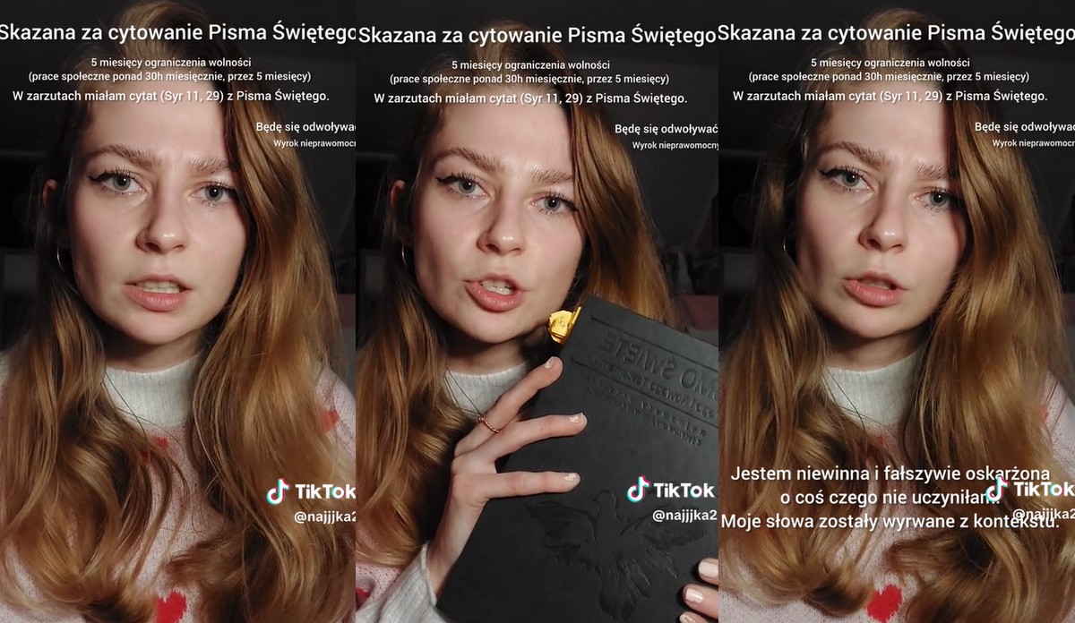 Katolicka tiktokerka dostała wyrok za obrażanie Ukraińców i dopatruje się w tym ataku na chrześcijan