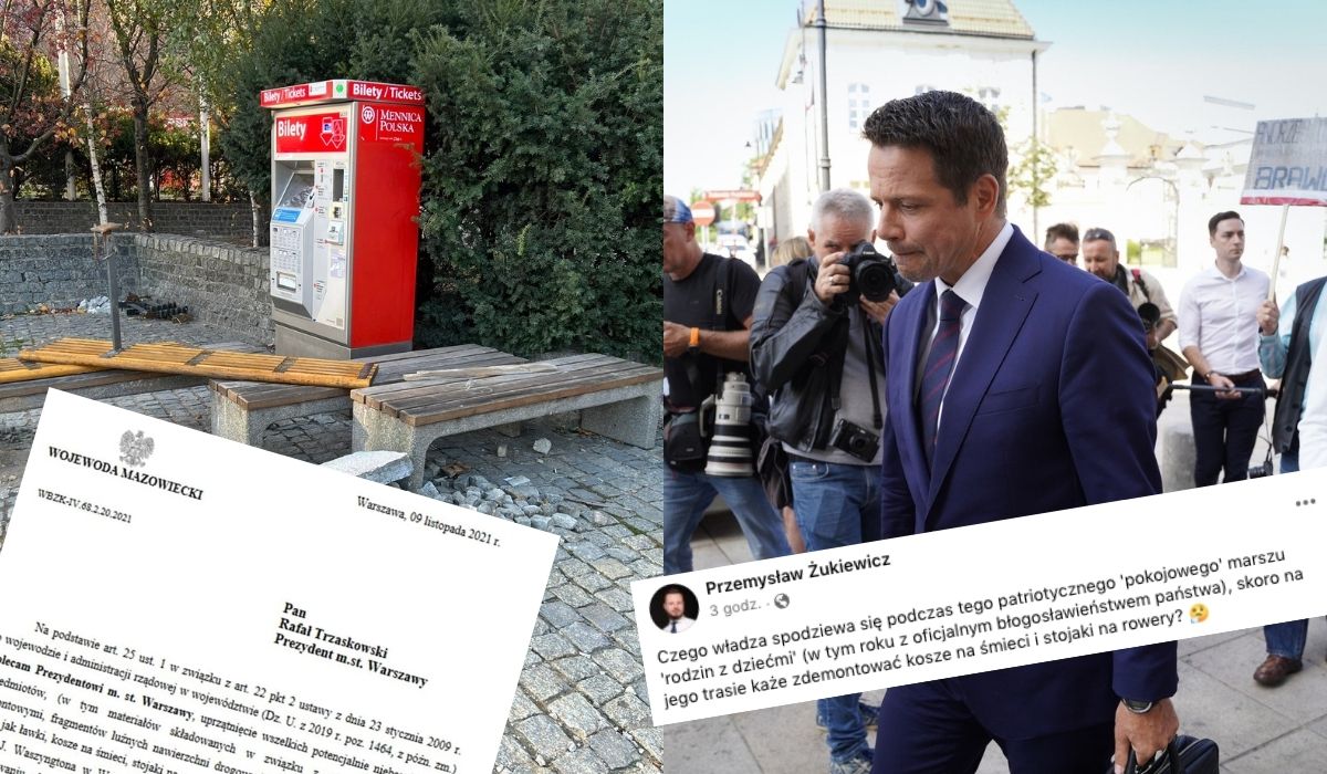 Wojewoda polecił Trzaskowskiemu sprzątnięcie koszy i ławek, bo też mogą prowokować uczestników Marszu Niepodległości