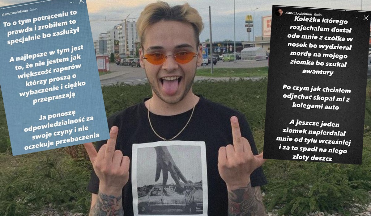 Płońsk: raper Alan co prawda potrącił człowieka, ale uspokaja, że zrobił to specjalnie