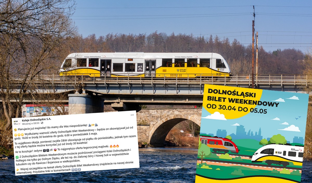 Cudowne Koleje Dolnośląskie wydłużyły bilet weekendowy na całą majówkę