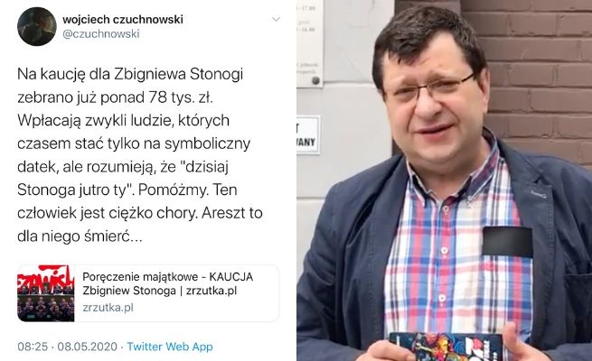 Dziennikarz Gazety Wyborczej pomaga w zrzutce na kaucję Stonogi